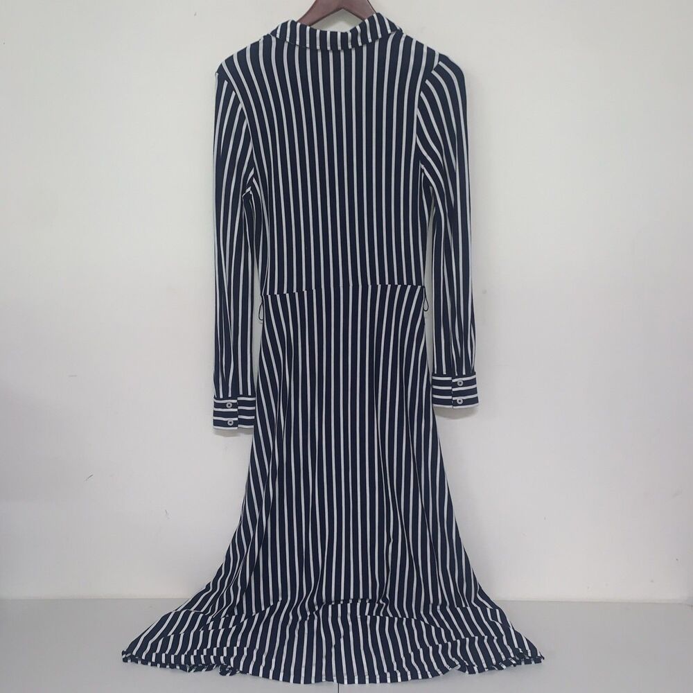 Boden Marcia Shirt Midi Dress Womens 8R Navy White Stripe Jersey Office Preppy - Picture 3 of 13